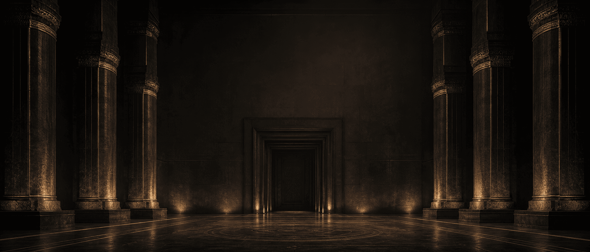 Dark gold-lit strategic architecture